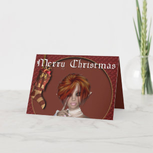 Festiva Elf de navidades - Redhead Design 1 - Tarjeta de f