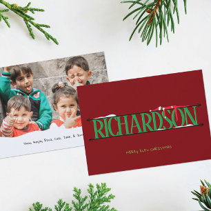 Festiva Elf Shenanigans Nombre Tarjeta de Navidades de fot