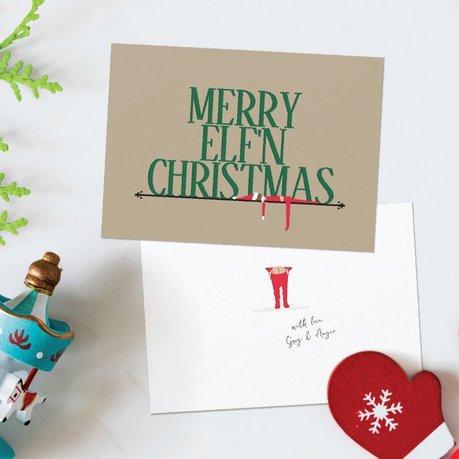 Festiva Elf Shenanigans Tarjeta de Navidades del Rótulo de (Subido por el creador)