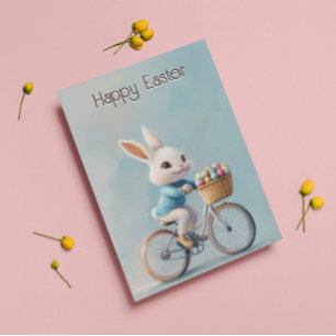 Festiva ¡En camino!   Tarjeta de Pascua de conejito lindo 