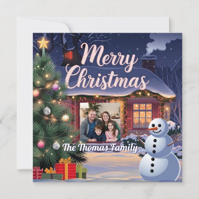 Festiva Encantadora tarjeta de Navidades Snowley (Anverso)