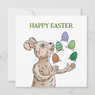 Festiva Equilibrando Tarjeta de Pascua del Conejo de Pascu