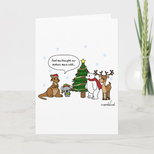 Festiva Es gracioso que pensáramos en la tarjeta de Navida (Anverso)