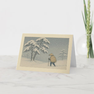 Festiva Escena de nieve japonesa - Tarjeta de Navidades