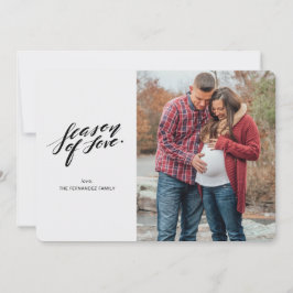 Festiva escritura a mano temporada de amor Tarjeta fotográ