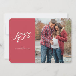 Festiva escritura a mano temporada de amor Tarjeta fotográ