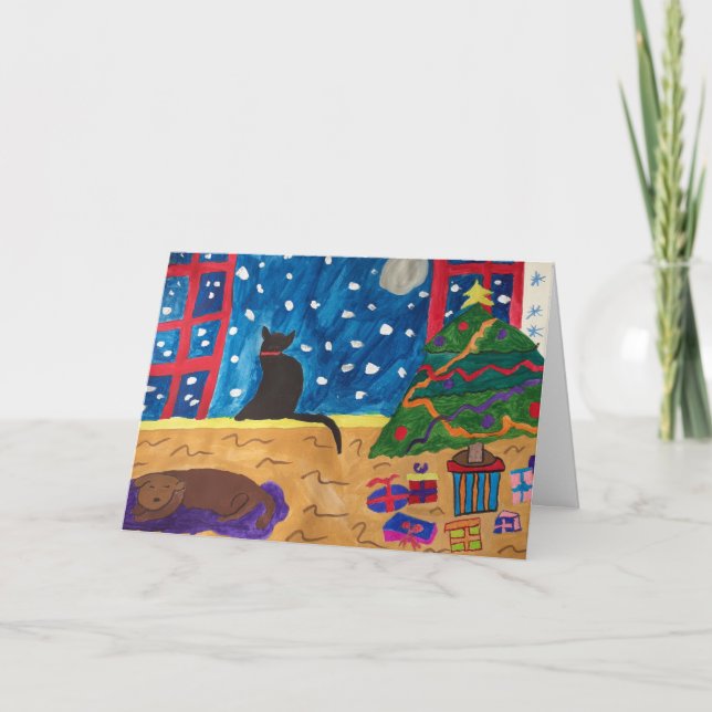 Festiva Esperando Tarjeta De Saludo Para Navidades (Anverso)