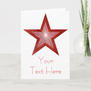 Festiva Estrella roja 'Tu texto' tarjeta vertical blanca