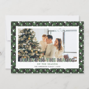 Festiva Estrellas verdes creen tarjeta de Navidades de fot