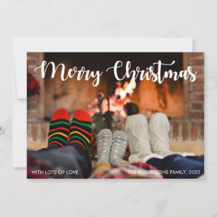 Festiva Familia con sus calcetines Tarjeta de fotos para n