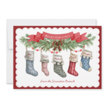 Familia de 5 | Tarjeta de vacaciones plana de rese