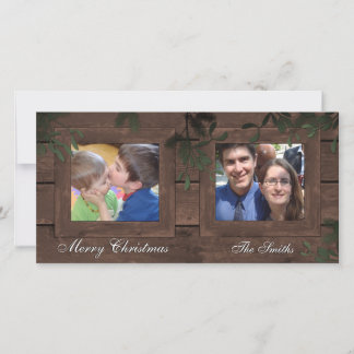Festiva Familia Felices Fiestas 2 Tarjeta de fotos - Barn 