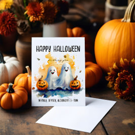 Festiva Fantasmas y calabazas de la tarjeta de saludo de H