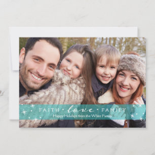Festiva Fe + Amor + Tarjeta de vacaciones de fotos familia