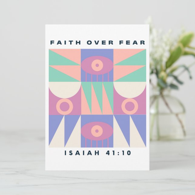 Festiva Fe sobre el miedo Tarjeta de vacaciones Regalo cri (Anverso de pie)