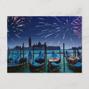 Festiva Felices Año Nuevo de la postal de Venecia