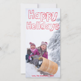 Festiva Felices Fiestas Bloque Rojo - Tarjeta fotográfica