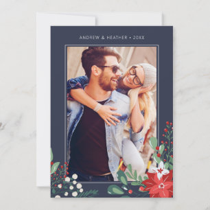 Festiva Felices Fiestas Floral Tarjeta de vacaciones con