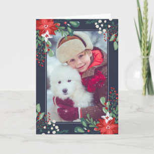 Festiva Felices Fiestas Floral Tarjeta de vacaciones con