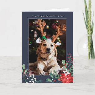 Festiva Felices Fiestas Floral Tarjeta de vacaciones con