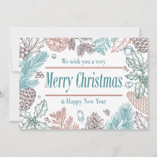 Festiva Felices Fiestas Floral   Tarjeta de vacaciones fot