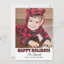 Festiva Felices Fiestas Tarjeta de Nieve | Plaid de Búfalo