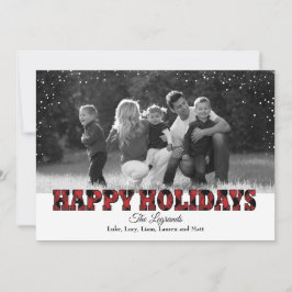 Festiva Felices Fiestas Tarjeta de Nieve | Plaid de Búfalo