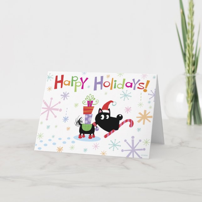 Festiva ¡Felices Fiestas! tarjeta de perro (Anverso)
