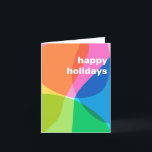 Festiva Felices Fiestas Tarjeta Doble Simple y Colorida<br><div class="desc">Esta linda tarjeta de fiesta doble presenta un saludo editable sobre un diseño de formas abstractas coloridas en un arcoíris de colores.</div>