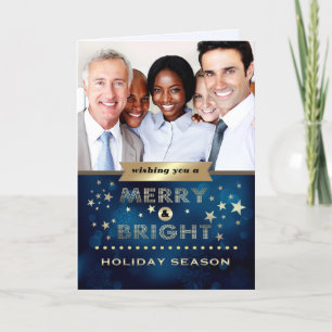 Festiva Felices Fiestas. Tarjeta fotográfica navideña corp
