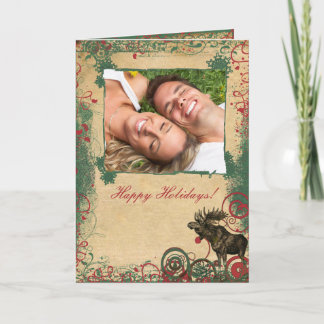 Festiva Felices Fiestas Vintage Moose Tu Tarjeta Fotográfi