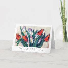 Festiva Felices Pascuas. Tarjeta de Pascua Bella Artes en