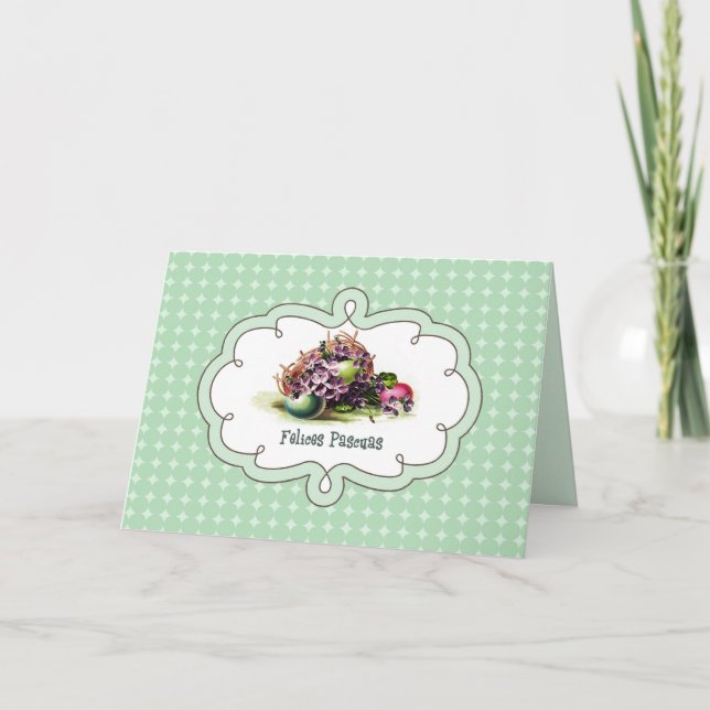 Festiva Felices Pascuas. Tarjeta de Pascua en español (Anverso)