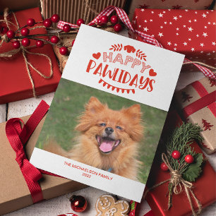 Festiva Felices Pawlidays Tarjeta de vacaciones con foto d