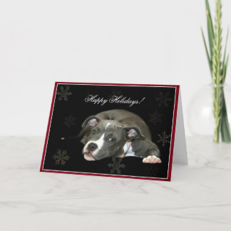Festiva Felices vacaciones Blue Pitbull tarjeta de saludo