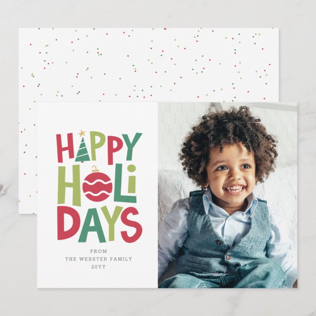 Festiva Felices vacaciones divertida tarjeta de fotos colo (Anverso / Reverso)