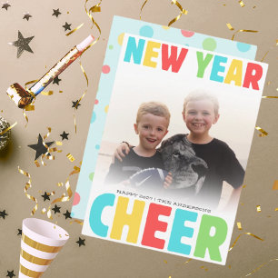 Festiva Felicitación Año Nuevo 5x7 tarjeta plana brillante