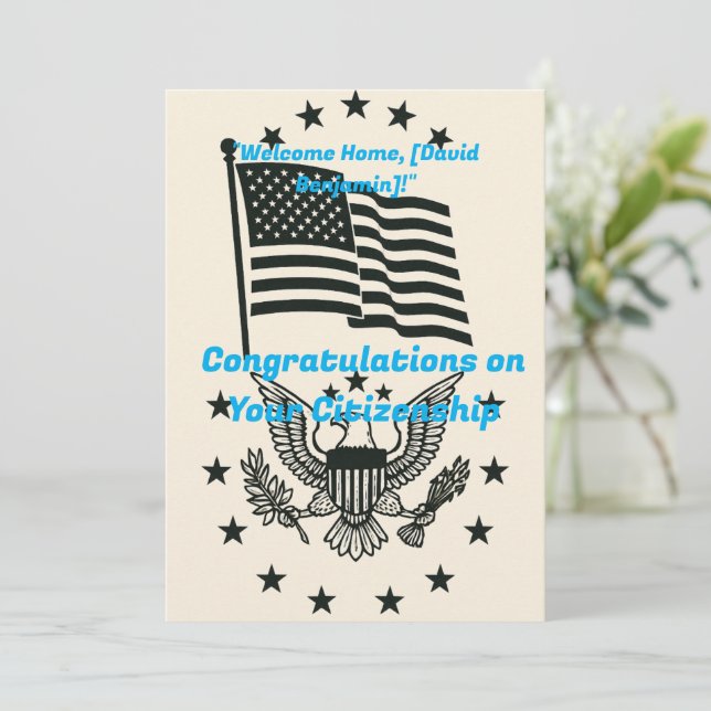 Festiva Felicitaciones por tu tarjeta de ciudadanía (Anverso de pie)