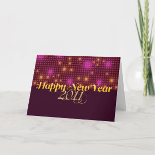 Festiva Feliz Año Nuevo 2011 Tarjeta Naranja rosa