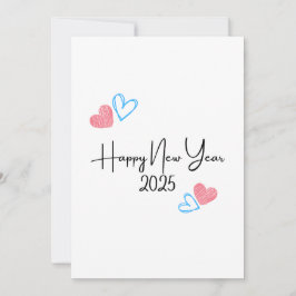 Festiva FELIZ AÑO NUEVO 2025 Tarjeta de vacaciones corazon