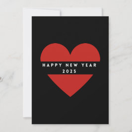 Festiva FELIZ AÑO NUEVO 2025 Tarjeta de vacaciones corazón