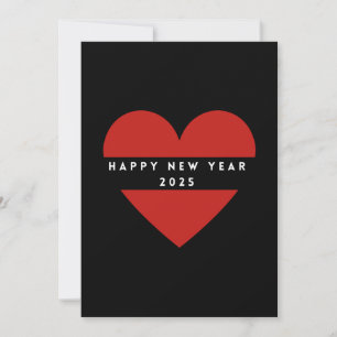 Festiva FELIZ AÑO NUEVO 2025 Tarjeta de vacaciones corazón