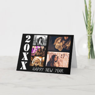 Festiva Feliz Año Nuevo 2026 Tarjeta de vacaciones con col