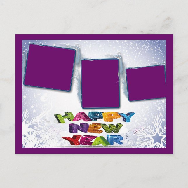 Festiva Feliz Año Nuevo agrega tu postal de fotos (Anverso)