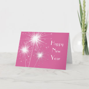Festiva Feliz año nuevo con tarjeta (rosa)