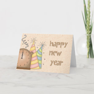 Festiva Feliz Año Nuevo Gorras, tarjeta de felicitación de