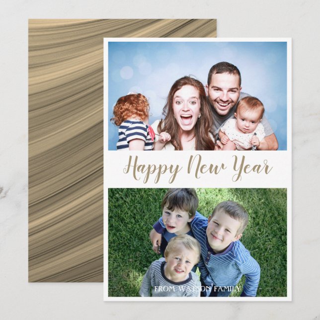 Festiva Feliz Año Nuevo guión moderno 2 tarjeta de vacacio (Anverso / Reverso)