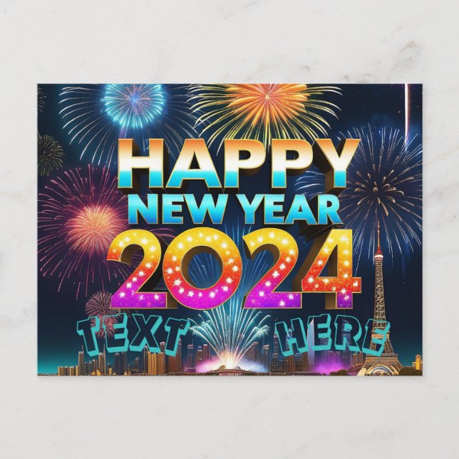 Festiva Feliz año nuevo regalo postal 2024 (Anverso)