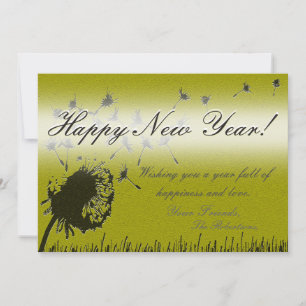 Festiva Feliz Año Nuevo - Tarjeta de deseo de oro