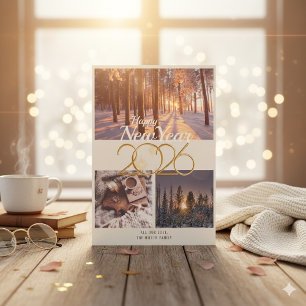 Festiva Feliz Año Nuevo Tarjeta de Foto de Invierno 2026